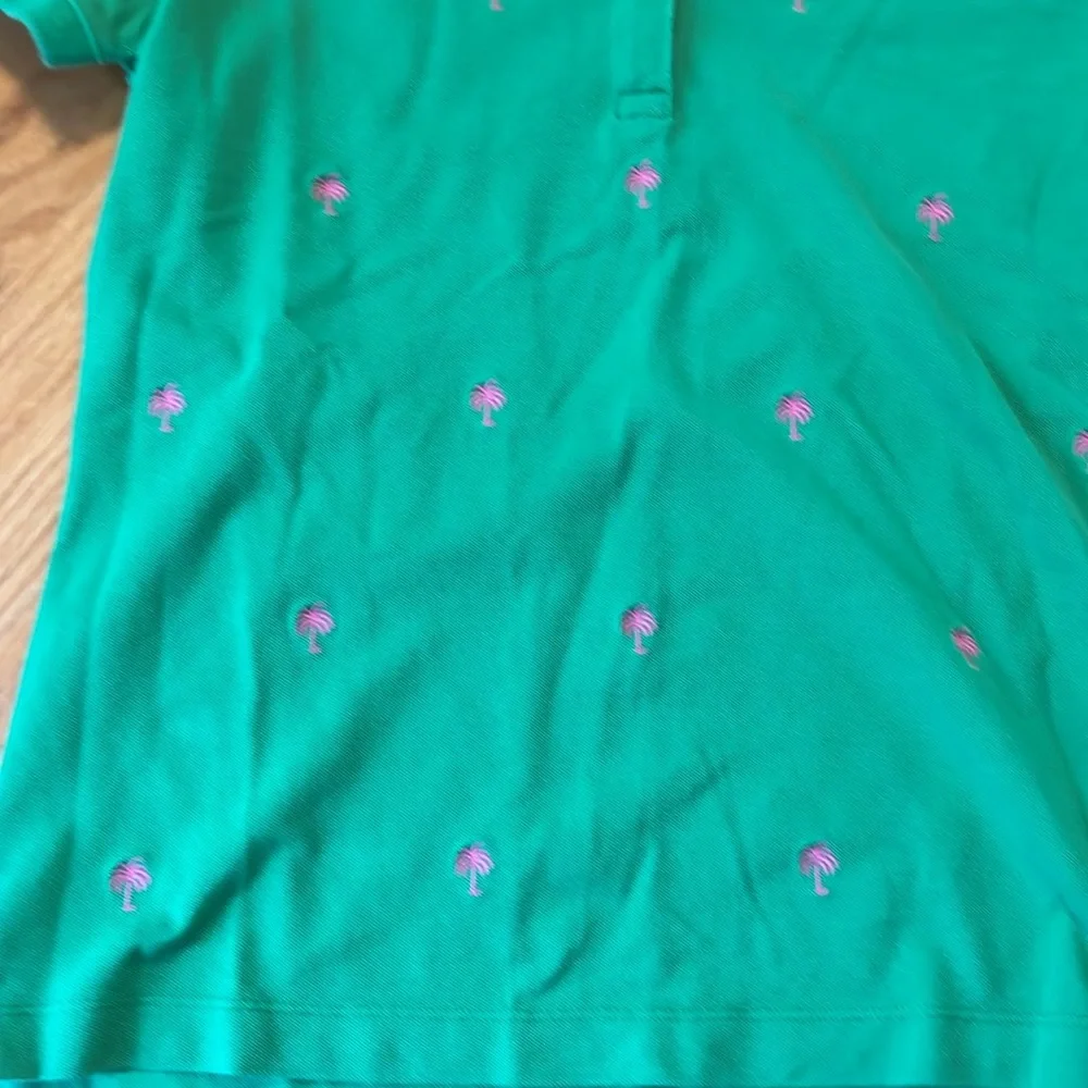 Lilly Pulitzer chic fit palm tree embroidered s/s green polo shirt size M - Picture 3 of 8